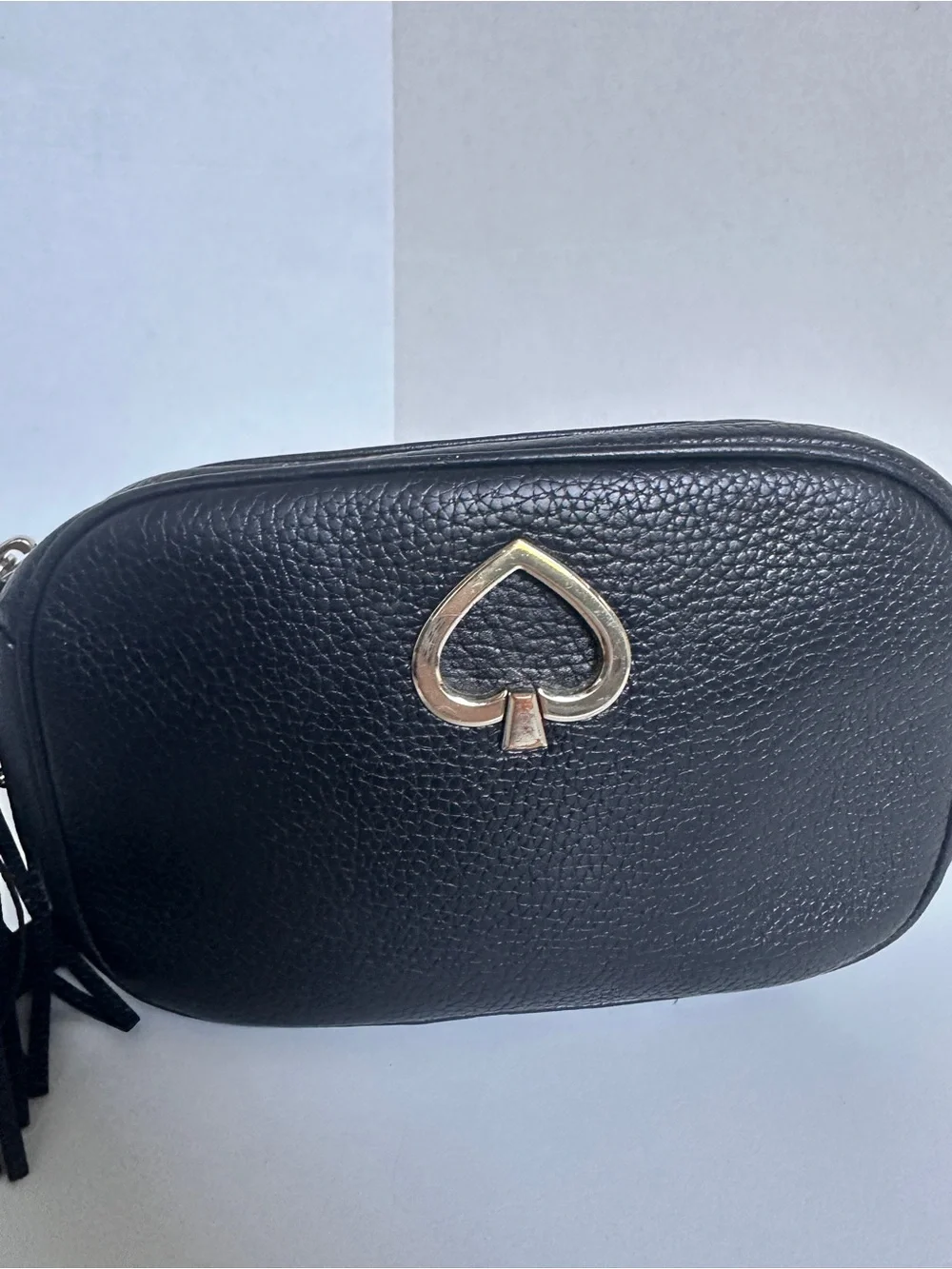 kate spade Black Pebbled Leather Tassel Crossbody Bag